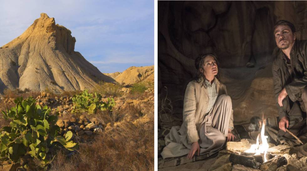 A la izquierda de la imagen, paraje del desierto de Tabernas. A la derecha, una escena de 'Penny Dreadful'.