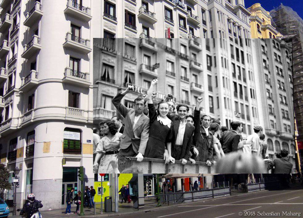 Fitting Civil War photos into images of modern-day Madrid