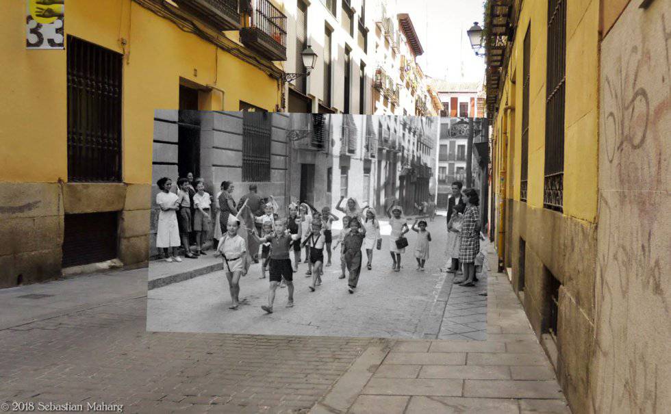Fitting Civil War photos into images of modern-day Madrid