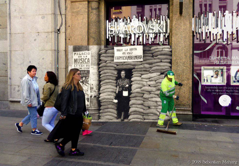 Fitting Civil War photos into images of modern-day Madrid