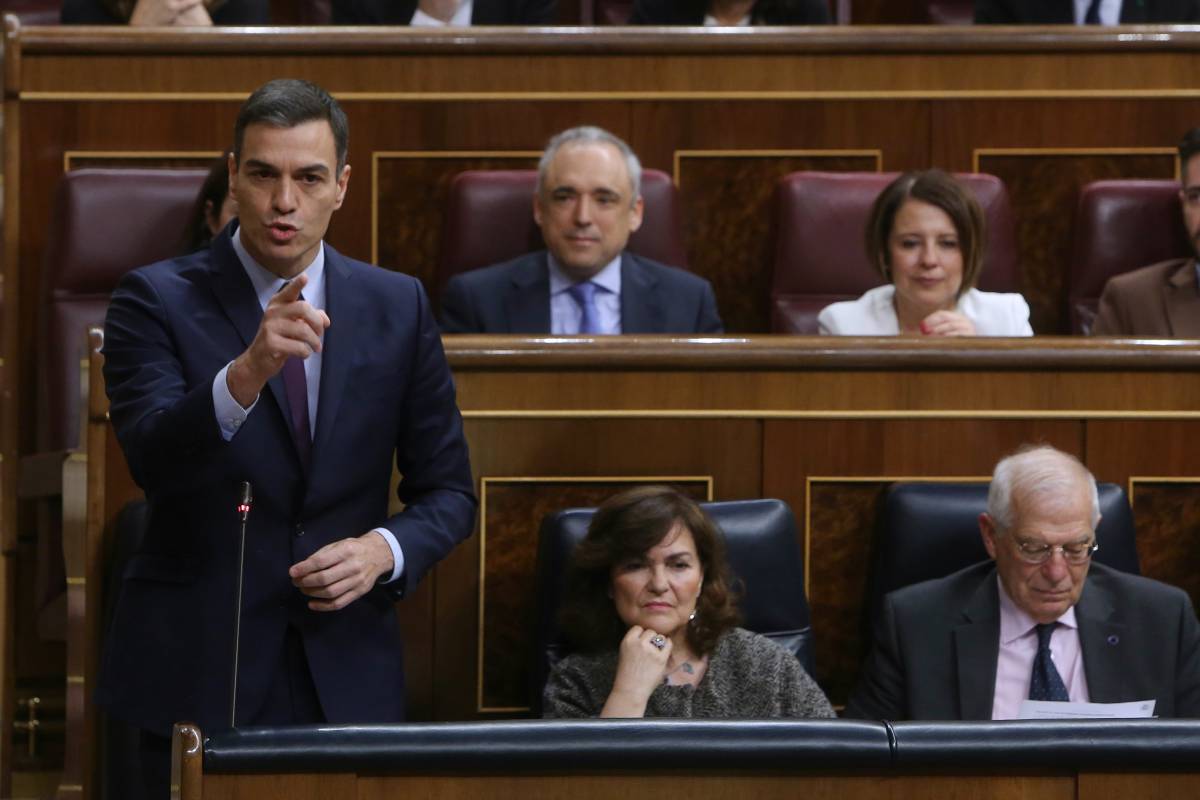Pedro Sánchez, durante la sesión de control al Gobierno.