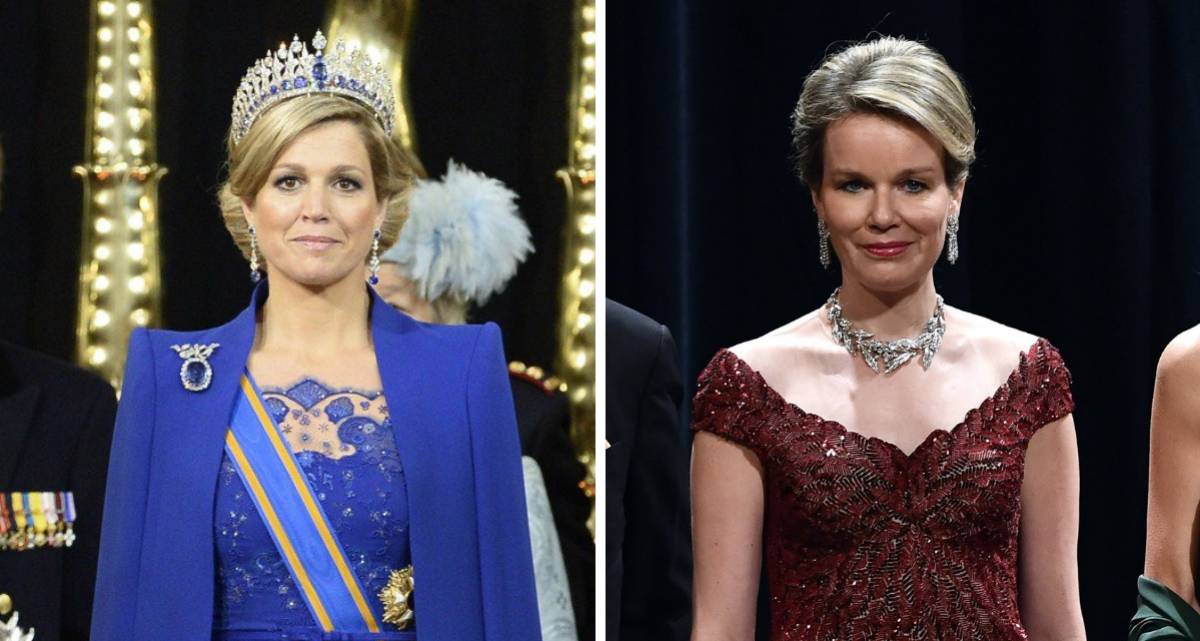 Maxima de Holanda, en su coronación en abril de 2016, y Matilde de Bélgica, en 2016, vestidas por Jan Taminiau.