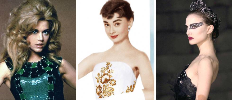 Jane Fonda en 'Barbarella', Audrey Hepburn en 'Sabrina' y Natalie Portman en 'Cisne negro'.