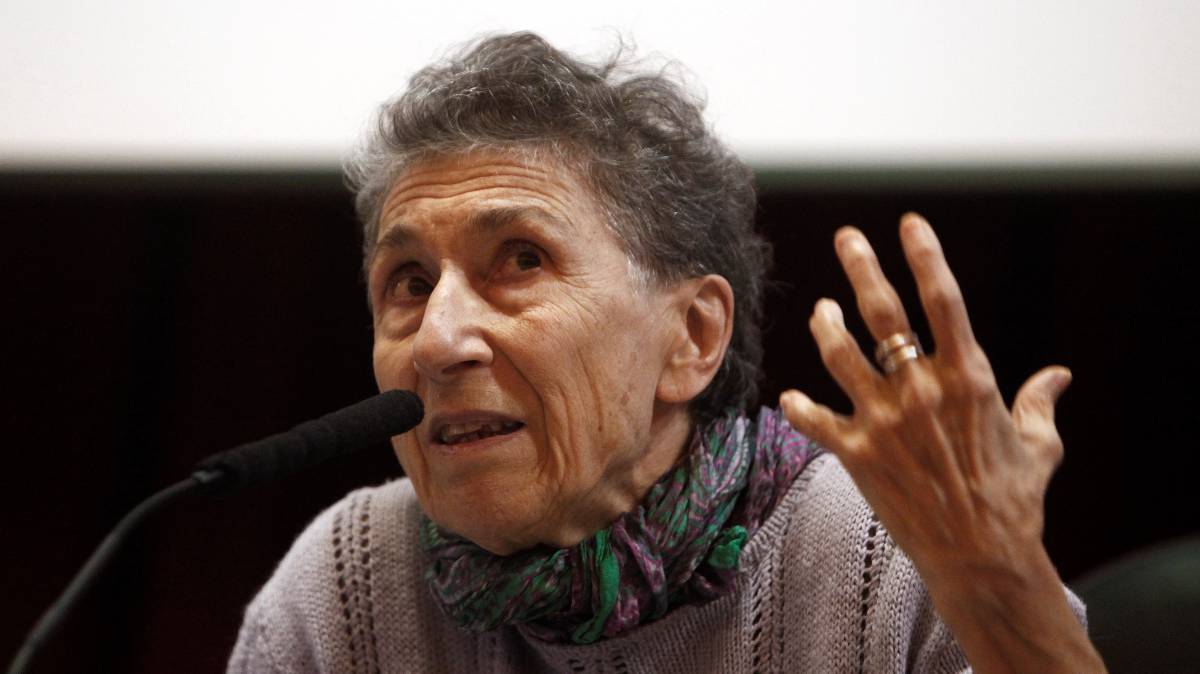 La activista italiana Silvia Federici durante la conferencia A Coruña en abril de 2018.