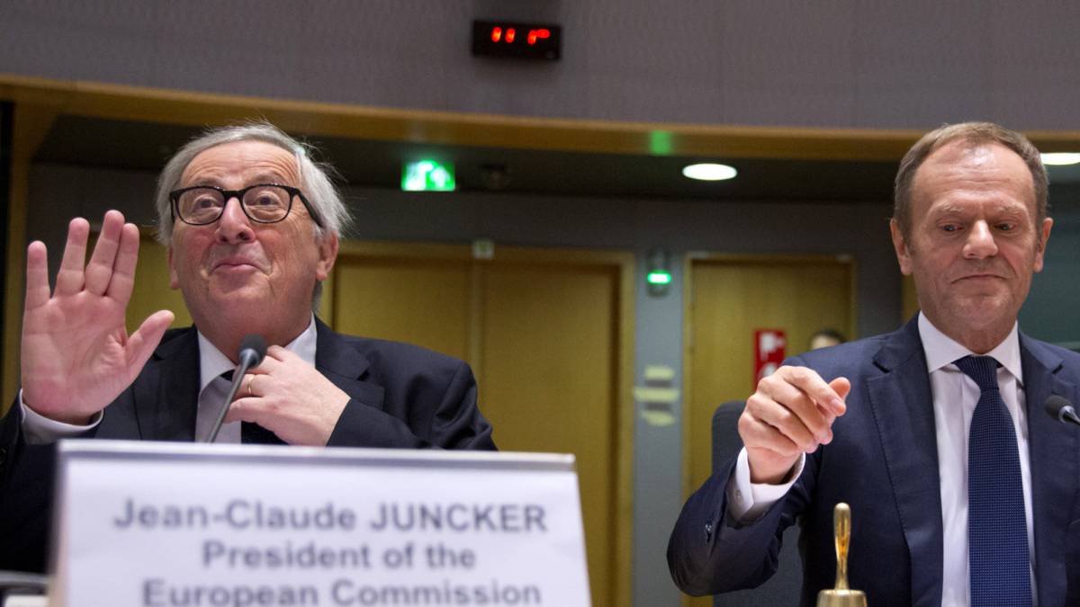 Juncker y Tusk, este miércoles en Bruselas.