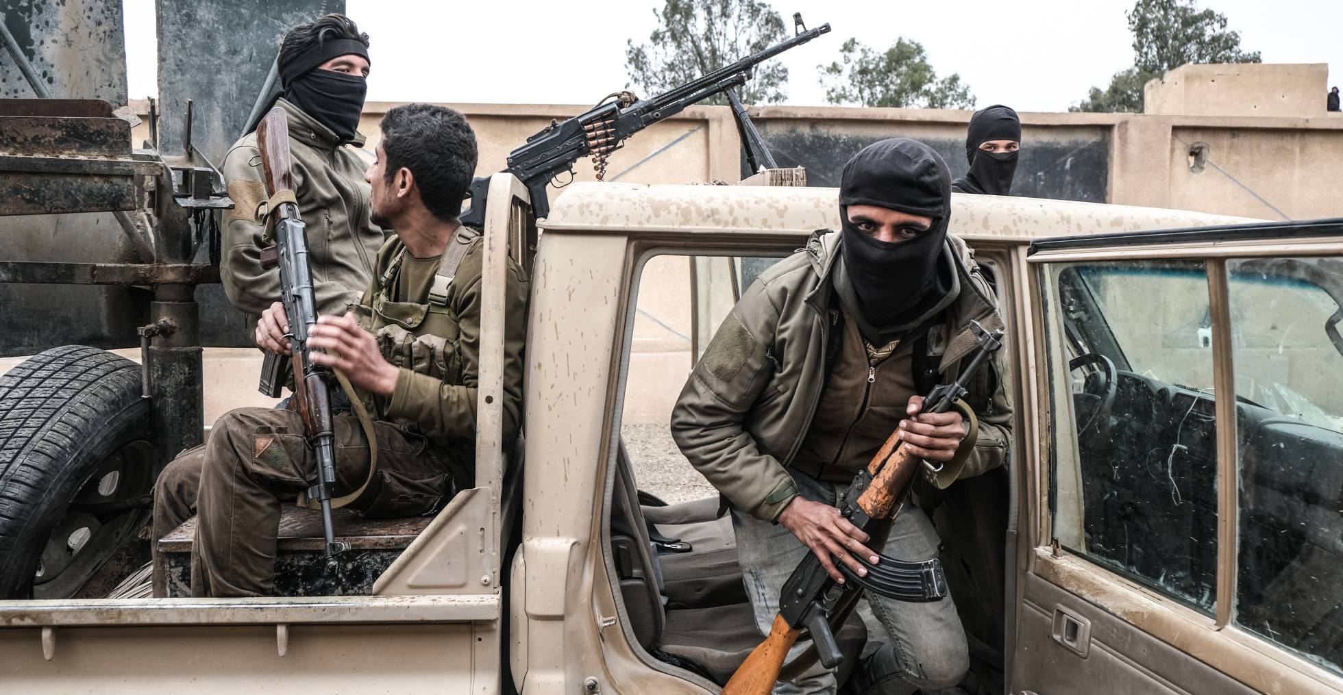 Efectivos de una unidad de las fuerzas de seguridad kurdas en Busayrah.
