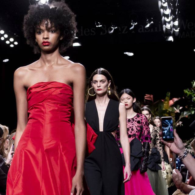 Modelos en el desfile de Jorge Vázquez, el 28 de enero de 2019 en Madrid.