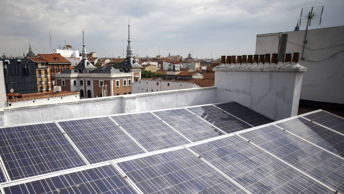 Paneles solares en Madrid.