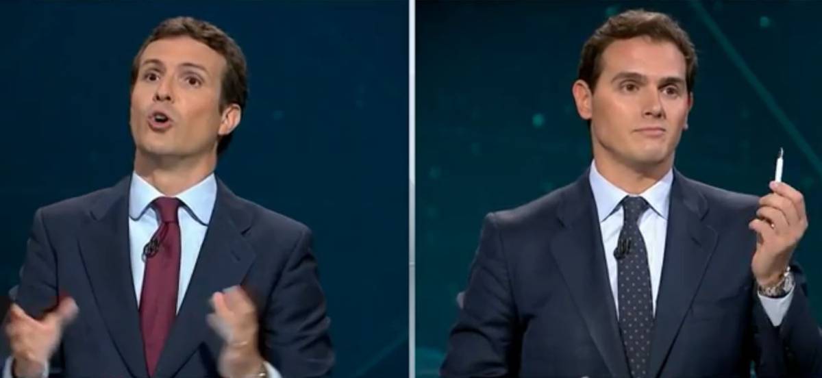Casado y Rivera, en un momento del debate