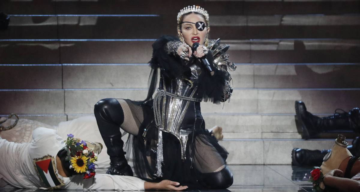 Madonna, durante su actuación en Eurovisión.
