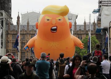 Os protestos contra a visita de Trump ao Reino Unido, em imagens