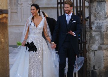 Pilar Rubio y Sergio Ramos tras contraer matrimonio.