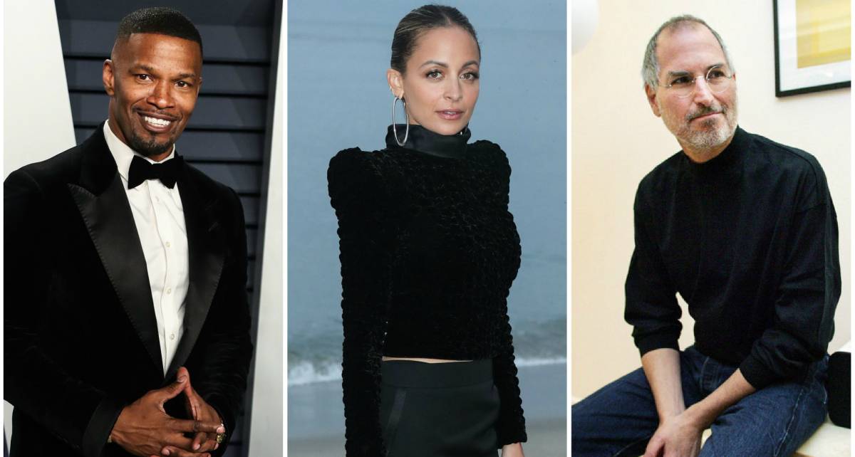 De izquierda a derehca: Jamie Foxx, Nicole Richie y Steve Jobs.