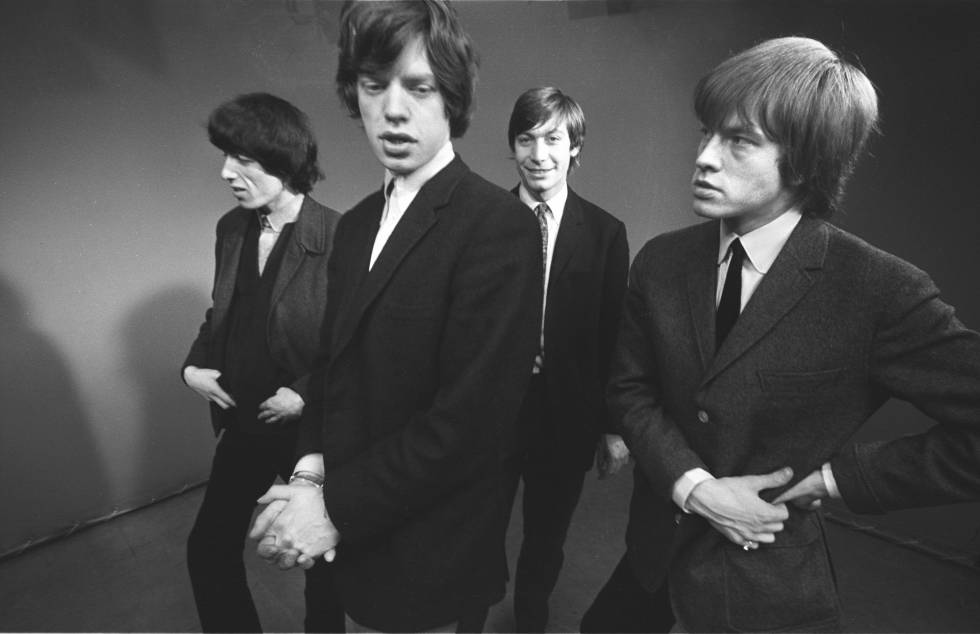Bill Wyman, Mick Jagger, Charlie Watts y Brian Jones fotografiados en 1963.