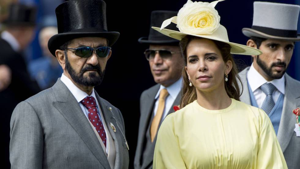 La princesa Haya Bint Al Husein, con el emir de Dubái en Epsom (Inglaterra) en 2017. rn