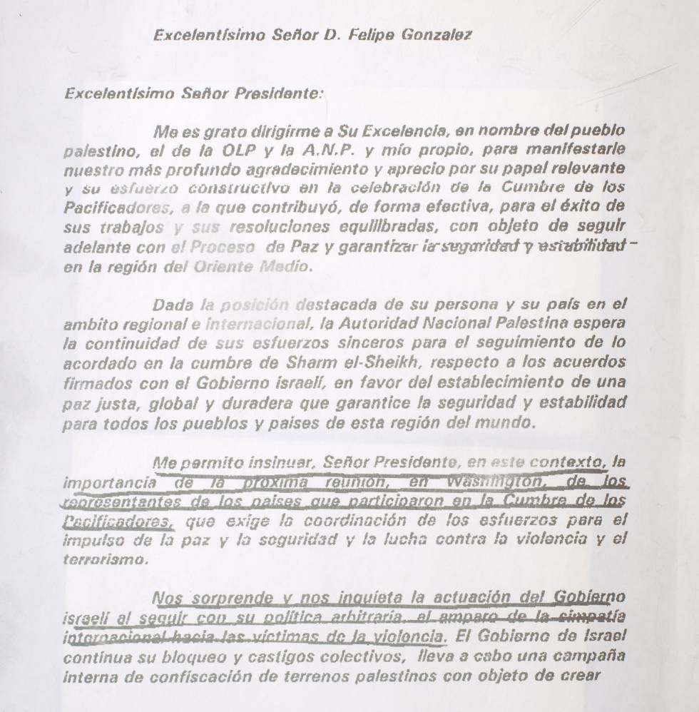 Arafat le dijo a González que el Gobierno israelí seguía