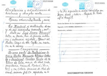 El contrato de la supuesta venta fraudulenta del pazo de Meirás a Franco