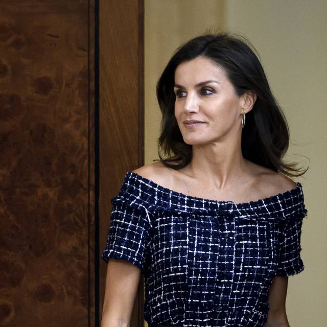 La reina Letizia en el palacio de La Zarzuela, en Madrid, este martes.