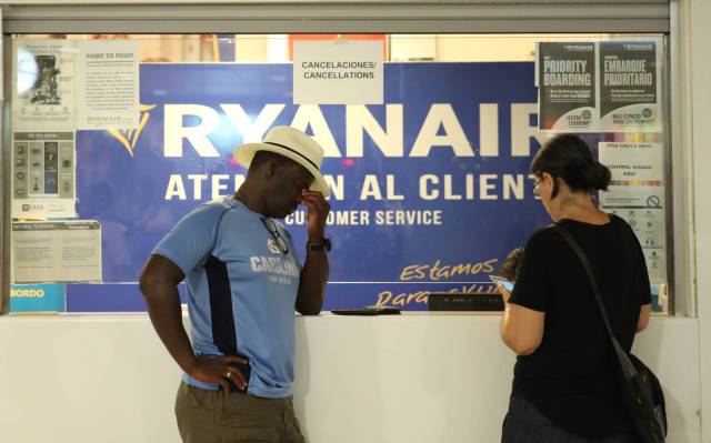 Ryanair passengers during the strike in 2018.