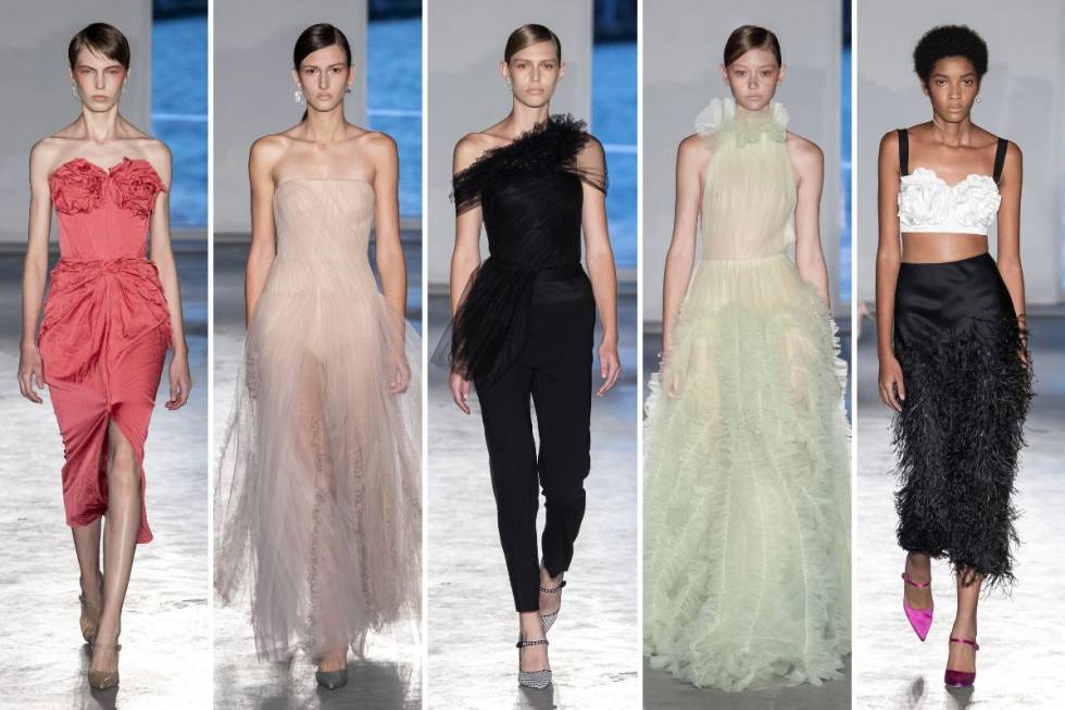 Diferentes diseños de Jason Wu en la pasarela de la moda de Nueva York.