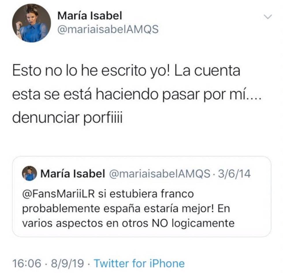 María Isabel y el tuit de Franco: crónica de una crisis de imagen muy mal gestionada