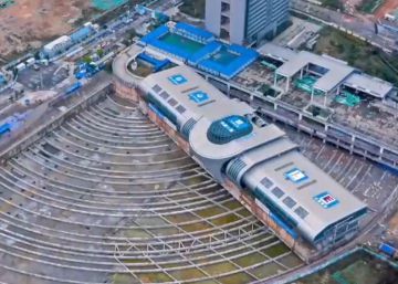 Así han rotado 90 grados una estación de autobuses de 30.000 toneladas en China