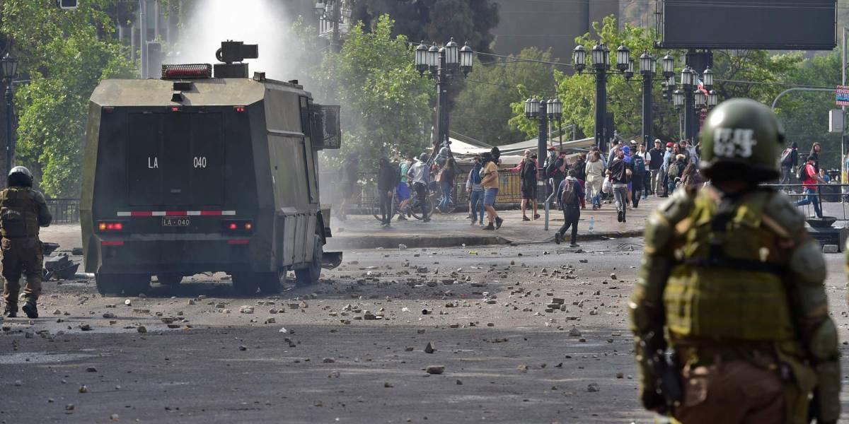 Las protestas en Santiago de Chile, este sábado.