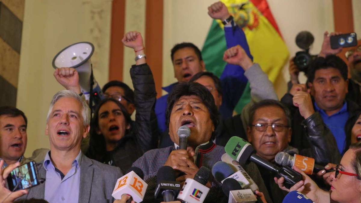 Evo Morales, la noche de este domingo.