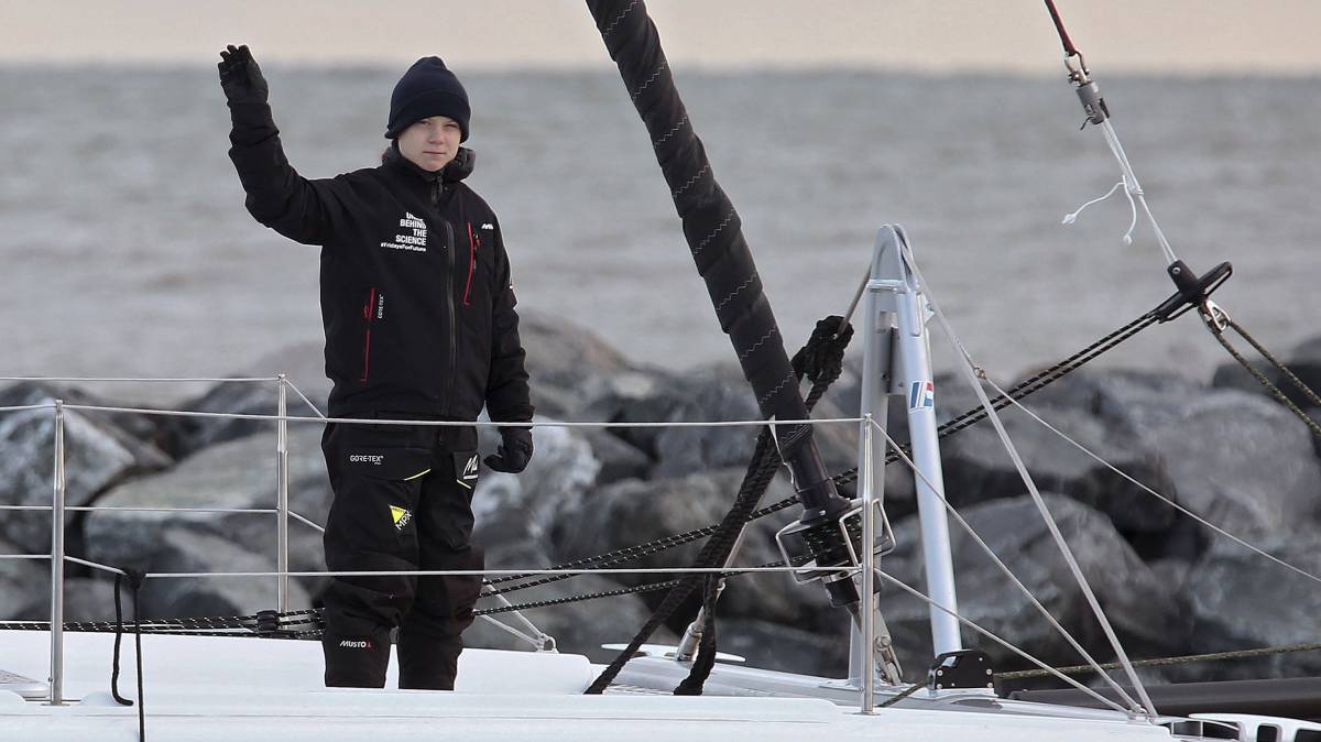 Greta Thunberg a bordo del 'La Vagabonde'.