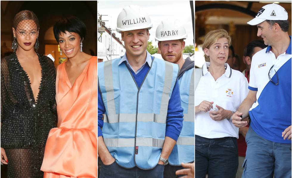Beyoncé, Solange Knowles, los príncipes Guillermo y Enrique de Inglaterra, Cristina de Borbón y Felipe VI.
