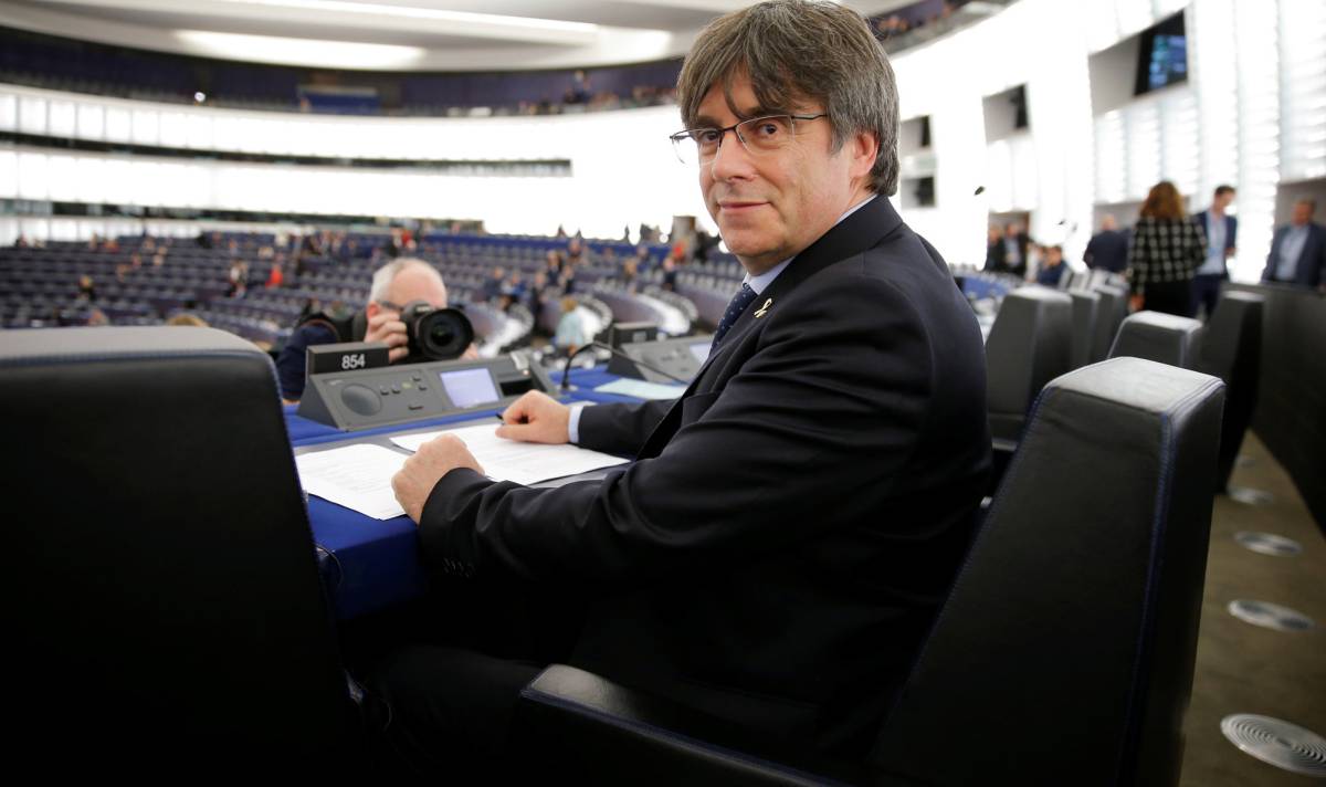Puigdemont en el Parlamento Europeo, en Estrasburgo.