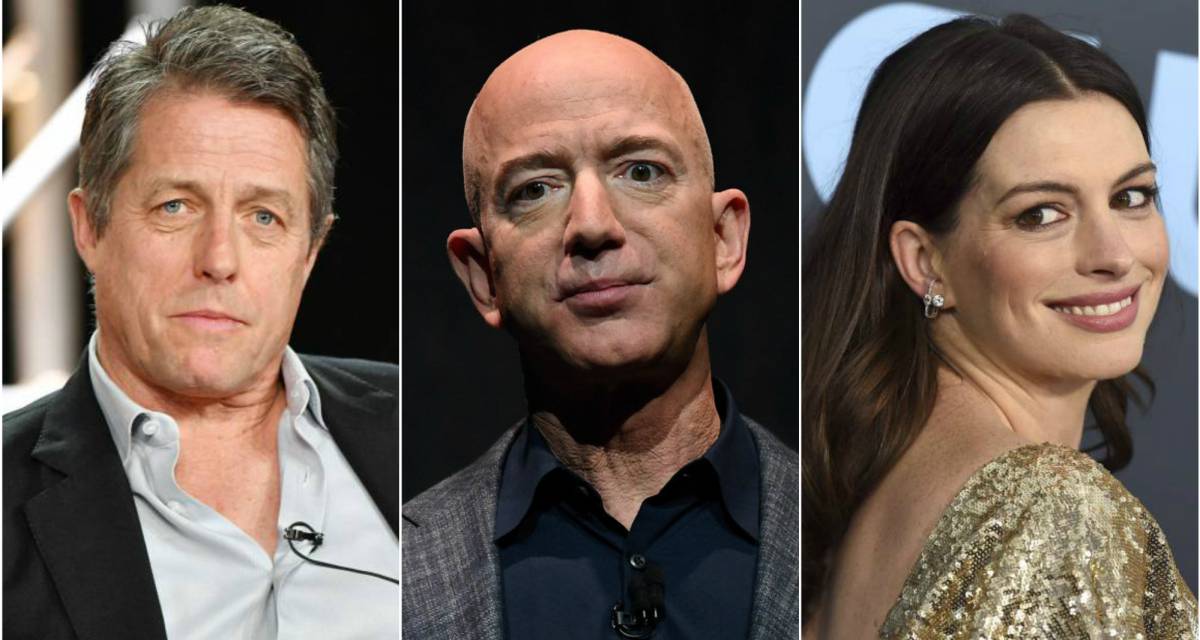 Hugh Grant, Jeff Bezos y Anne Hathaway.