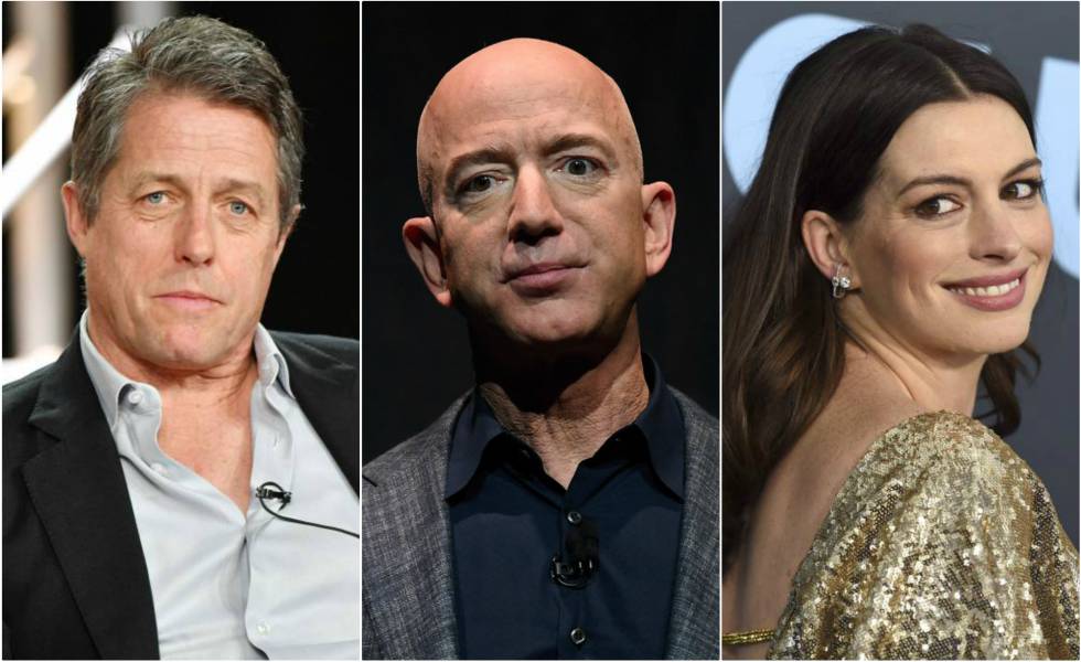 Hugh Grant, Jeff Bezos y Anne Hathaway.