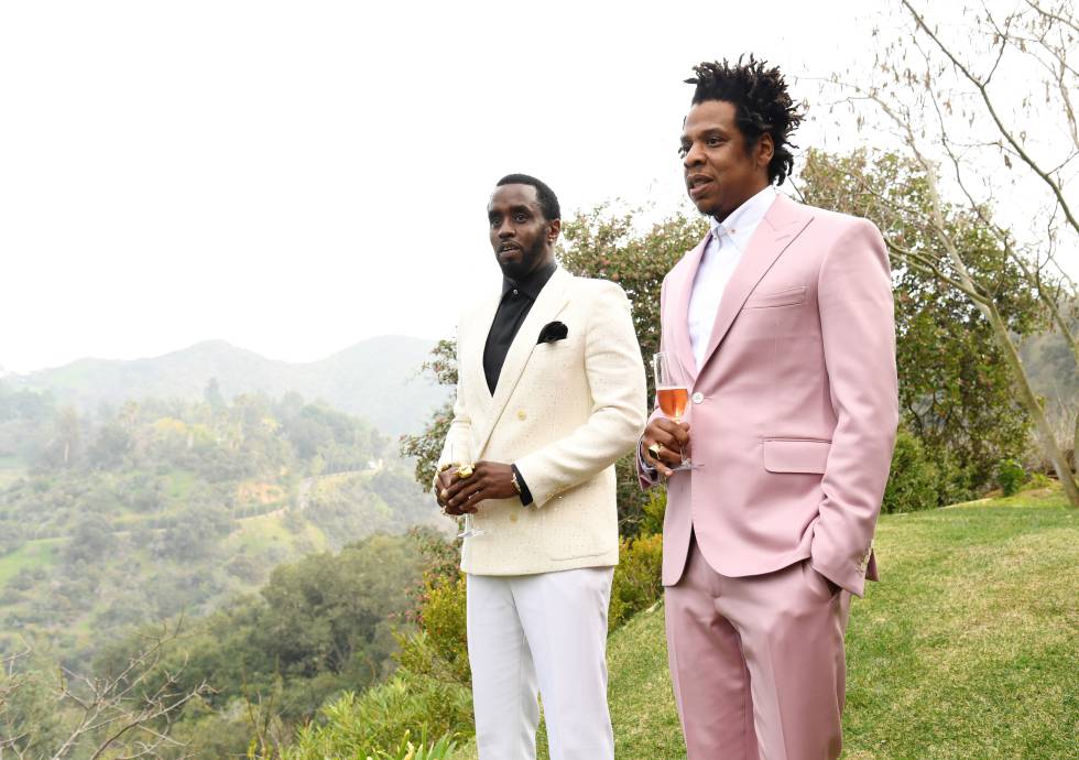 Jay Z junto a otro raperoempresario, Sean Combs, durante la celebración del Brunch anual que organiza su emporio, Rioc A Nation