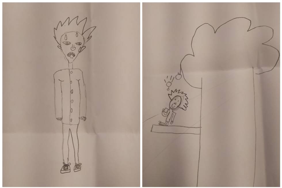 Los dibujos de Pablo (a la izquierda) y Jaime (a la derecha) de
