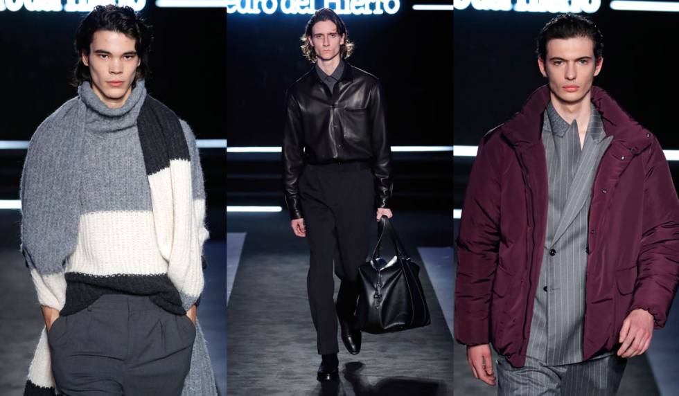 Tres propuestas de Pedro del Hierro para la temporada otoñoinvierno 2020, firmadas por el director creativo Álex Miralles.