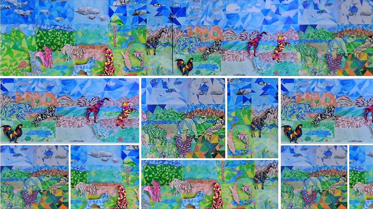 Composición en torno al mural confeccionado por estudiantes del IES ‘Félix Rodríguez de la Fuente’ de Sevilla