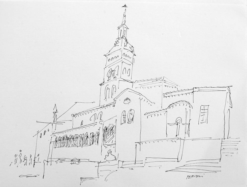 Un dibujo de Peridis de la iglesia de San Martín, en Segovia, tomado al natural.
