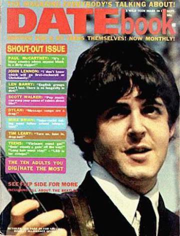 Portada de la revista estadounidense Datebook en la que se destacó en portada una de las polémicas frases de John Lennon.