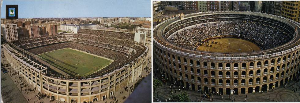Estadio Santiago Bernabeu (Madrid), 1965. Plaza de toros (Valencia), 1971.