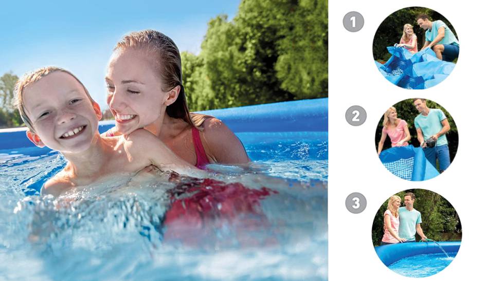 Esta piscina hinchable se puede adquirir en varios tamaños (y es apta para niños o adultos)