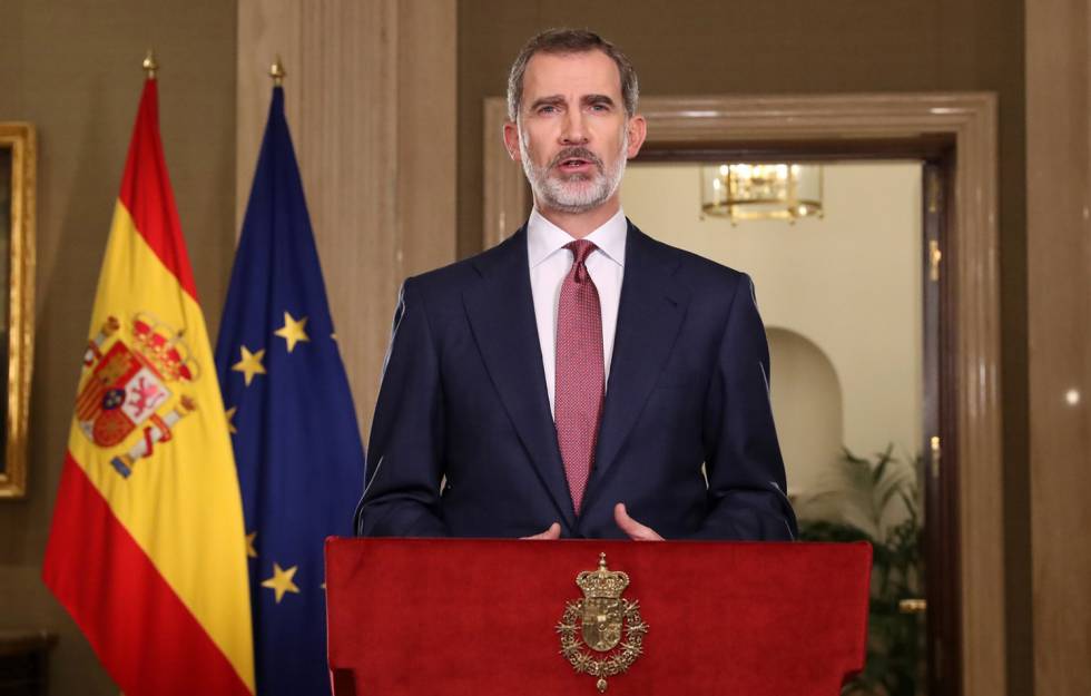 El rey Felipe, durante el discurso a la nación sobre la crisis de la covid-19 el pasado 18 de marzo.