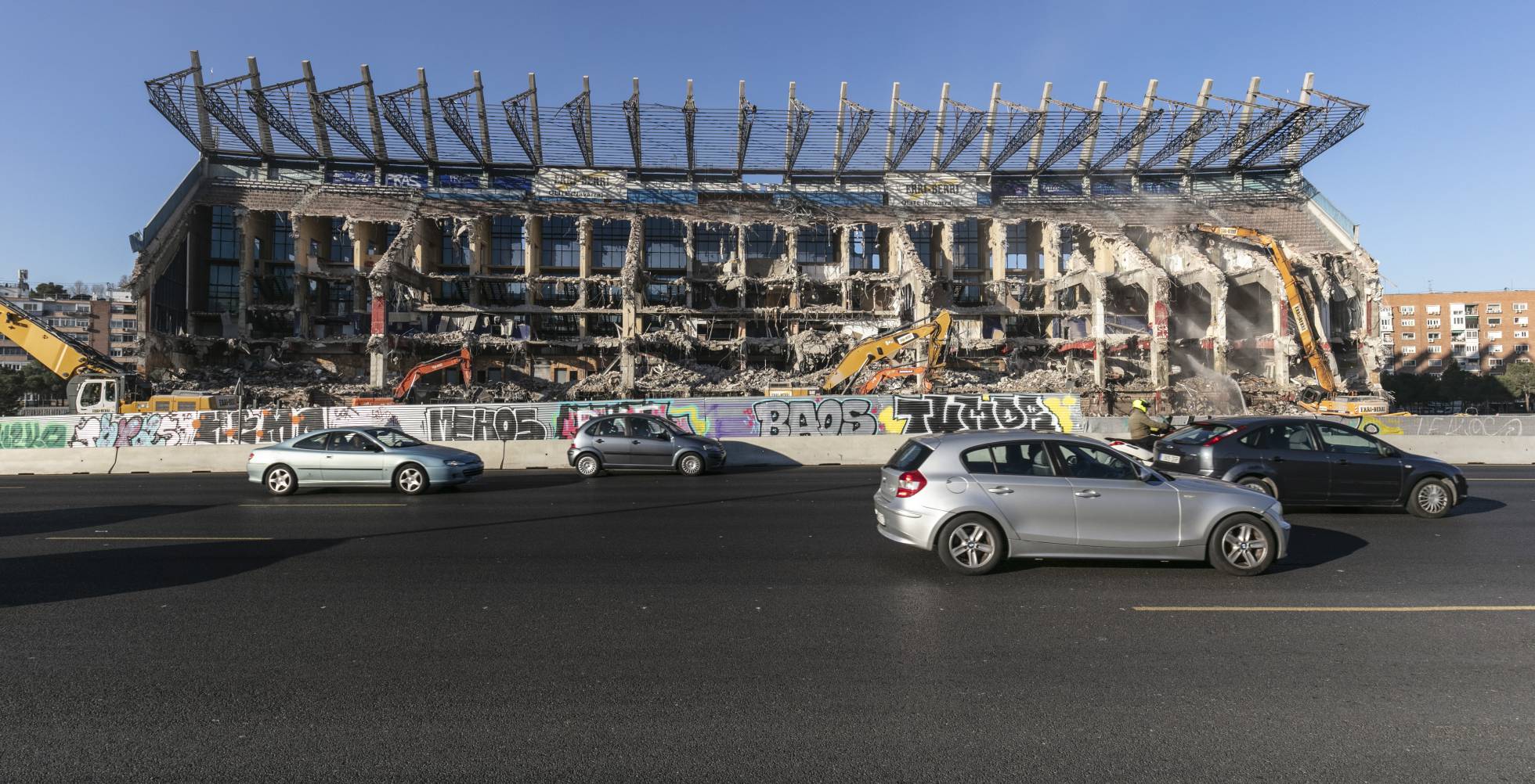 Estado de las obras de demolición del Vicente Calderón el pasado 20 de febrero.