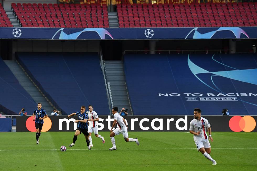 El partido entre el Atalanta y el Paris Saint-Germain jugado en Lisboa el pasado agosto es uno de esos que dejó una visión impesable hace solo unos meses: un partido de la Champios jugado sin público.