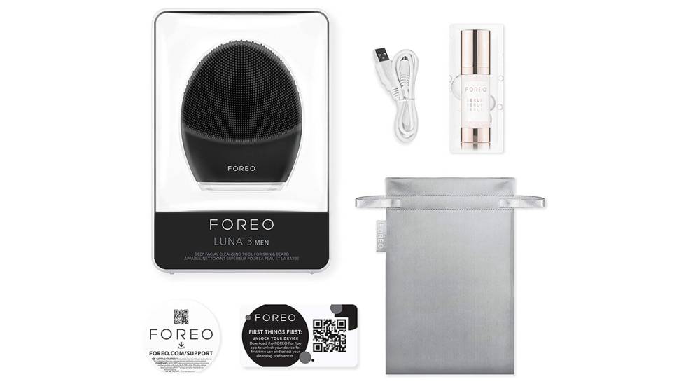 cepillo limpiador foreo negro piel barba hombre