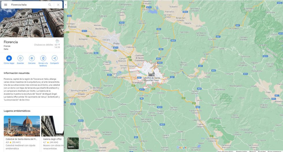 Florencia. Coordenadas en Google Maps: 43.80571745772315, 11.313003030208215