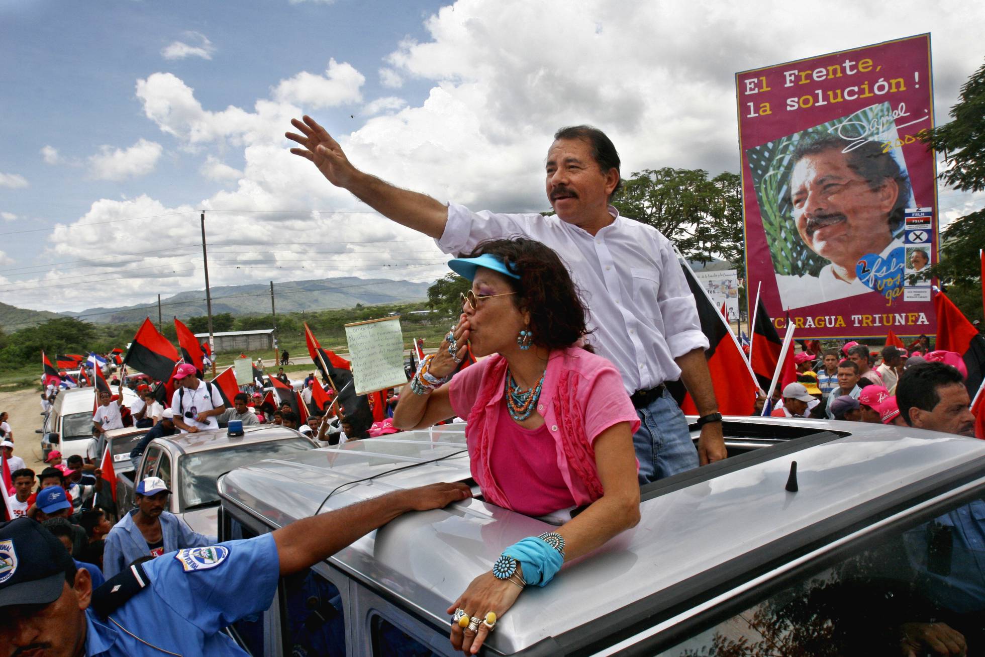 Daniel Ortega y Rosario Murillo en un acto de campaña.