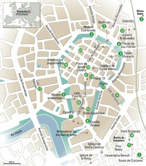 Mapa de Cracovia.