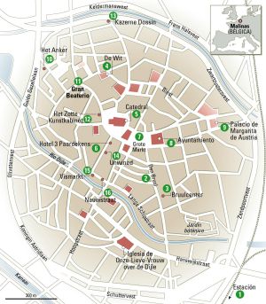 Mapa de Malinas (Bélgica).