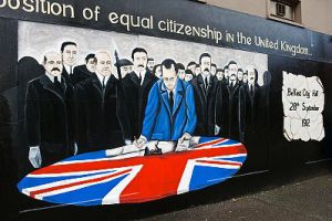 Banderas británicas en la zona unionista que rodea a Shankill Road.
